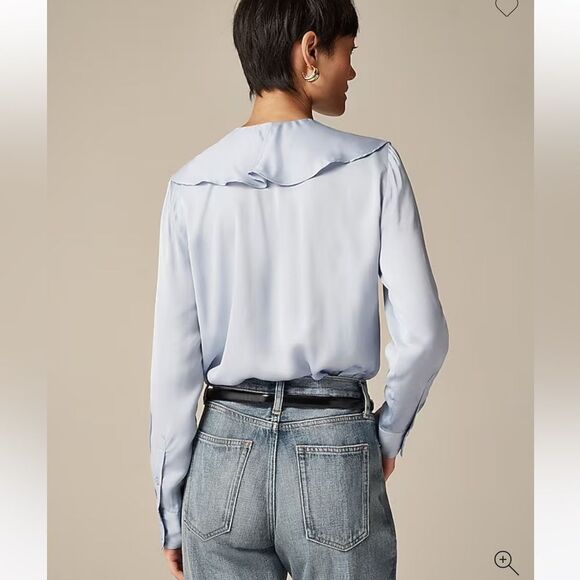 NWT J CREW Goldie top in satin in IVORY - Picture 5 of 9